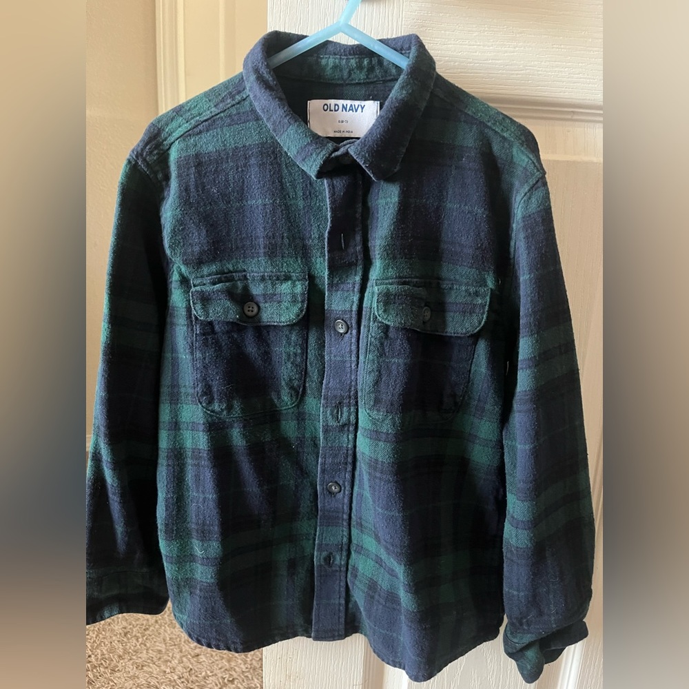 L/S woven shirt. Boys size S 5/6. Minimal fading.